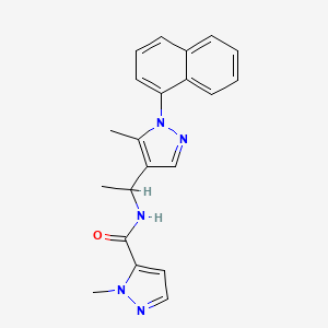 molecular formula C21H21N5O B5994084 1-methyl-N-{1-[5-methyl-1-(1-naphthyl)-1H-pyrazol-4-yl]ethyl}-1H-pyrazole-5-carboxamide 