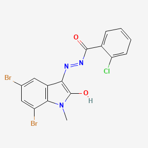 molecular formula C16H10Br2ClN3O2 B5994236 2-chloro-N'-(5,7-dibromo-1-methyl-2-oxo-1,2-dihydro-3H-indol-3-ylidene)benzohydrazide 