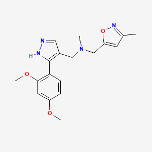 molecular formula C18H22N4O3 B5994258 1-[3-(2,4-dimethoxyphenyl)-1H-pyrazol-4-yl]-N-methyl-N-[(3-methyl-5-isoxazolyl)methyl]methanamine 