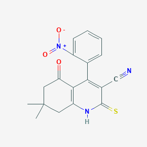 7,7-dimethyl-4-(2-nitrophenyl)-5-oxo-2-thioxo-1,2,5,6,7,8-hexahydro-3-quinolinecarbonitrile