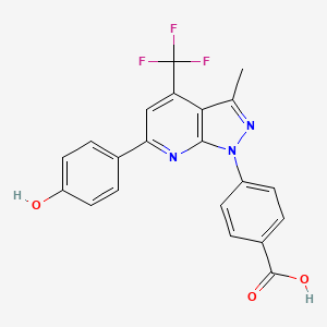 4-[6-(4-hydroxyphenyl)-3-methyl-4-(trifluoromethyl)-1H-pyrazolo[3,4-b]pyridin-1-yl]benzoic acid