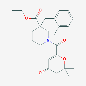 molecular formula C24H31NO5 B5994357 ethyl 1-[(2,2-dimethyl-4-oxo-3,4-dihydro-2H-pyran-6-yl)carbonyl]-3-(2-methylbenzyl)-3-piperidinecarboxylate 