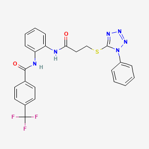 molecular formula C24H19F3N6O2S B5994396 N-[2-({3-[(1-phenyl-1H-tetrazol-5-yl)thio]propanoyl}amino)phenyl]-4-(trifluoromethyl)benzamide 