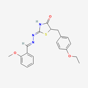 (2Z)-5-[(4-ethoxyphenyl)methyl]-2-[(E)-(2-methoxyphenyl)methylidenehydrazinylidene]-1,3-thiazolidin-4-one