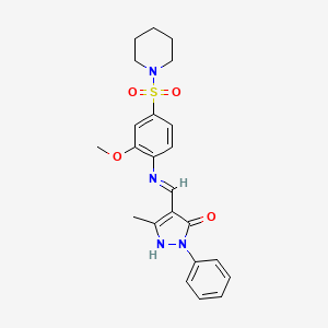 molecular formula C23H26N4O4S B5994465 4-({[2-methoxy-4-(1-piperidinylsulfonyl)phenyl]amino}methylene)-5-methyl-2-phenyl-2,4-dihydro-3H-pyrazol-3-one 