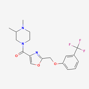 molecular formula C18H20F3N3O3 B5994480 1,2-dimethyl-4-[(2-{[3-(trifluoromethyl)phenoxy]methyl}-1,3-oxazol-4-yl)carbonyl]piperazine 