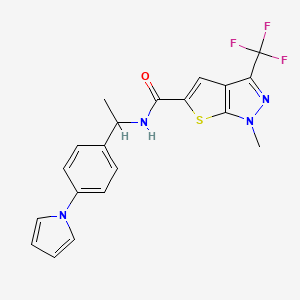 1-methyl-N-{1-[4-(1H-pyrrol-1-yl)phenyl]ethyl}-3-(trifluoromethyl)-1H-thieno[2,3-c]pyrazole-5-carboxamide