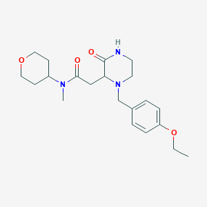 molecular formula C21H31N3O4 B5994523 2-[1-(4-ethoxybenzyl)-3-oxo-2-piperazinyl]-N-methyl-N-(tetrahydro-2H-pyran-4-yl)acetamide 