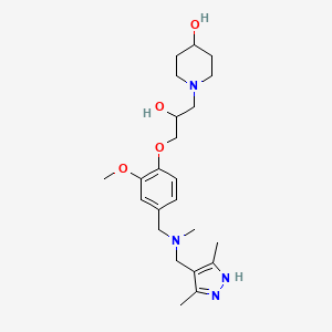 1-[3-[4-[[(3,5-dimethyl-1H-pyrazol-4-yl)methyl-methylamino]methyl]-2-methoxyphenoxy]-2-hydroxypropyl]piperidin-4-ol