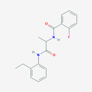 molecular formula C18H19FN2O2 B5994664 N-{2-[(2-ethylphenyl)amino]-1-methyl-2-oxoethyl}-2-fluorobenzamide 