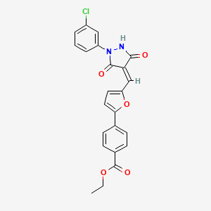 molecular formula C23H17ClN2O5 B5994737 ethyl 4-(5-{[1-(3-chlorophenyl)-3,5-dioxo-4-pyrazolidinylidene]methyl}-2-furyl)benzoate 