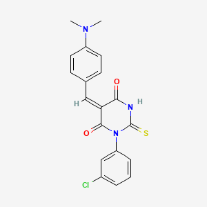 (5E)-1-(3-chlorophenyl)-5-[[4-(dimethylamino)phenyl]methylidene]-2-sulfanylidene-1,3-diazinane-4,6-dione