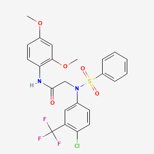 molecular formula C23H20ClF3N2O5S B5994749 N~2~-[4-chloro-3-(trifluoromethyl)phenyl]-N~1~-(2,4-dimethoxyphenyl)-N~2~-(phenylsulfonyl)glycinamide 