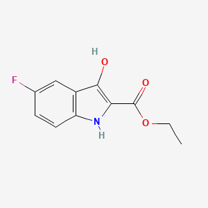 molecular formula C11H10FNO3 B599479 5-Fluoro-3-hydroxy-1H-indole-2-carboxylic acid ethyl ester CAS No. 153501-10-1