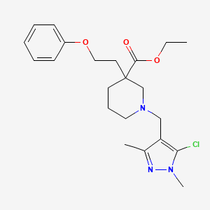 molecular formula C22H30ClN3O3 B5994800 ethyl 1-[(5-chloro-1,3-dimethyl-1H-pyrazol-4-yl)methyl]-3-(2-phenoxyethyl)-3-piperidinecarboxylate 