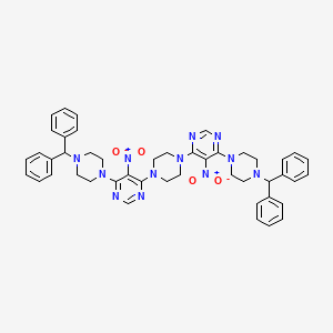 molecular formula C46H48N12O4 B5994825 4,4'-(1,4-piperazinediyl)bis{6-[4-(diphenylmethyl)-1-piperazinyl]-5-nitropyrimidine} 