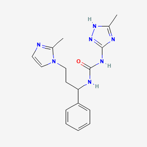 molecular formula C17H21N7O B5994834 N-[3-(2-methyl-1H-imidazol-1-yl)-1-phenylpropyl]-N'-(5-methyl-4H-1,2,4-triazol-3-yl)urea 