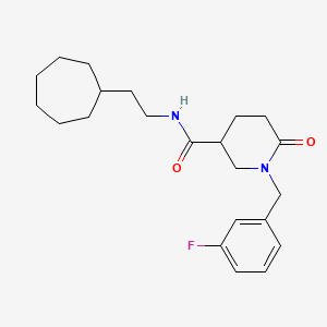 molecular formula C22H31FN2O2 B5994924 N-(2-cycloheptylethyl)-1-(3-fluorobenzyl)-6-oxo-3-piperidinecarboxamide 