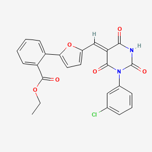 molecular formula C24H17ClN2O6 B5994959 ethyl 2-(5-{[1-(3-chlorophenyl)-2,4,6-trioxotetrahydro-5(2H)-pyrimidinylidene]methyl}-2-furyl)benzoate 