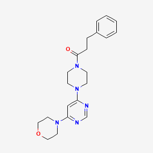 molecular formula C21H27N5O2 B5994970 4-{6-[4-(3-phenylpropanoyl)-1-piperazinyl]-4-pyrimidinyl}morpholine 