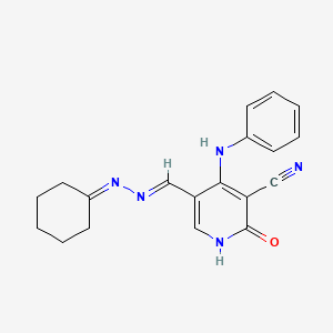 molecular formula C19H19N5O B5995042 4-anilino-5-(cyclohexylidenecarbonohydrazonoyl)-2-oxo-1,2-dihydro-3-pyridinecarbonitrile 