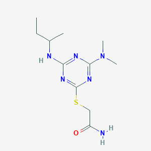 molecular formula C11H20N6OS B5995145 2-{[4-(sec-butylamino)-6-(dimethylamino)-1,3,5-triazin-2-yl]thio}acetamide 