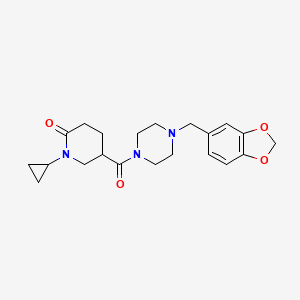 molecular formula C21H27N3O4 B5995171 5-{[4-(1,3-benzodioxol-5-ylmethyl)-1-piperazinyl]carbonyl}-1-cyclopropyl-2-piperidinone 