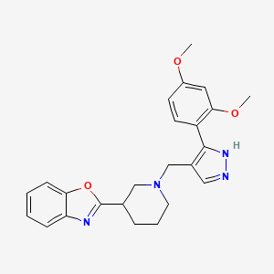 molecular formula C24H26N4O3 B5995271 2-(1-{[3-(2,4-dimethoxyphenyl)-1H-pyrazol-4-yl]methyl}-3-piperidinyl)-1,3-benzoxazole 