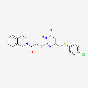 molecular formula C22H20ClN3O2S2 B5995275 6-{[(4-chlorophenyl)thio]methyl}-2-{[2-(3,4-dihydro-2(1H)-isoquinolinyl)-2-oxoethyl]thio}-4-pyrimidinol 