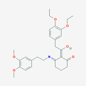 molecular formula C28H35NO6 B5995367 2-[(3,4-diethoxyphenyl)acetyl]-3-{[2-(3,4-dimethoxyphenyl)ethyl]amino}cyclohex-2-en-1-one 