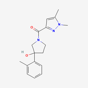 molecular formula C17H21N3O2 B5995375 1-[(1,5-dimethyl-1H-pyrazol-3-yl)carbonyl]-3-(2-methylphenyl)-3-pyrrolidinol 