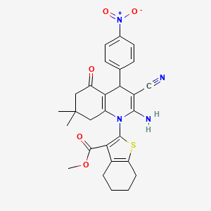 METHYL 2-[2-AMINO-3-CYANO-7,7-DIMETHYL-4-(4-NITROPHENYL)-5-OXO-1,4,5,6,7,8-HEXAHYDROQUINOLIN-1-YL]-4,5,6,7-TETRAHYDRO-1-BENZOTHIOPHENE-3-CARBOXYLATE