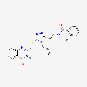 molecular formula C23H21FN6O2S B5995488 N-[2-(4-allyl-5-{[(4-oxo-3,4-dihydro-2-quinazolinyl)methyl]thio}-4H-1,2,4-triazol-3-yl)ethyl]-2-fluorobenzamide 