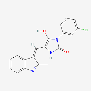 molecular formula C19H14ClN3O2 B5995497 3-(3-chlorophenyl)-5-[(2-methyl-1H-indol-3-yl)methylene]-2,4-imidazolidinedione 