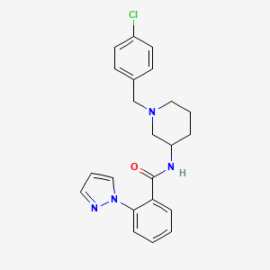 molecular formula C22H23ClN4O B5995518 N-[1-(4-chlorobenzyl)-3-piperidinyl]-2-(1H-pyrazol-1-yl)benzamide 