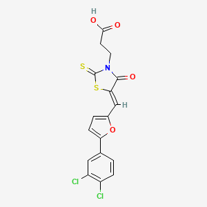 molecular formula C17H11Cl2NO4S2 B5995573 3-(5-{[5-(3,4-dichlorophenyl)-2-furyl]methylene}-4-oxo-2-thioxo-1,3-thiazolidin-3-yl)propanoic acid 