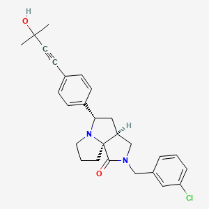 molecular formula C27H29ClN2O2 B5995597 (3aS*,5S*,9aS*)-2-(3-chlorobenzyl)-5-[4-(3-hydroxy-3-methyl-1-butyn-1-yl)phenyl]hexahydro-7H-pyrrolo[3,4-g]pyrrolizin-1(2H)-one 