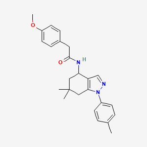 molecular formula C25H29N3O2 B5995613 N-[6,6-dimethyl-1-(4-methylphenyl)-4,5,6,7-tetrahydro-1H-indazol-4-yl]-2-(4-methoxyphenyl)acetamide 