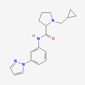 molecular formula C18H22N4O B5995627 1-(cyclopropylmethyl)-N-[3-(1H-pyrazol-1-yl)phenyl]prolinamide 