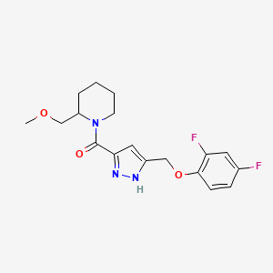 molecular formula C18H21F2N3O3 B5995739 1-({5-[(2,4-difluorophenoxy)methyl]-1H-pyrazol-3-yl}carbonyl)-2-(methoxymethyl)piperidine 