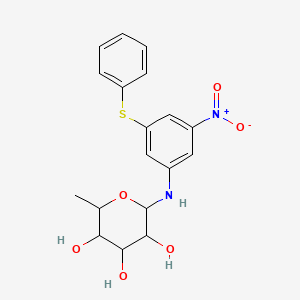 molecular formula C18H20N2O6S B5995796 6-deoxy-N-[3-nitro-5-(phenylthio)phenyl]hexopyranosylamine 