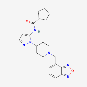 molecular formula C21H26N6O2 B5995846 N-{1-[1-(2,1,3-benzoxadiazol-4-ylmethyl)-4-piperidinyl]-1H-pyrazol-5-yl}cyclopentanecarboxamide 