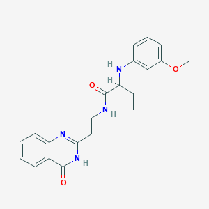 molecular formula C21H24N4O3 B5995850 2-[(3-methoxyphenyl)amino]-N-[2-(4-oxo-3,4-dihydroquinazolin-2-yl)ethyl]butanamide 