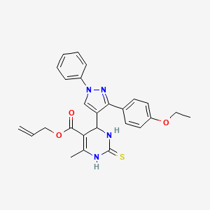 PROP-2-EN-1-YL 4-[3-(4-ETHOXYPHENYL)-1-PHENYL-1H-PYRAZOL-4-YL]-6-METHYL-2-SULFANYLIDENE-1,2,3,4-TETRAHYDROPYRIMIDINE-5-CARBOXYLATE