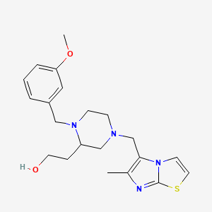 molecular formula C21H28N4O2S B5995968 2-{1-(3-methoxybenzyl)-4-[(6-methylimidazo[2,1-b][1,3]thiazol-5-yl)methyl]-2-piperazinyl}ethanol 