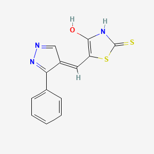 (5Z)-5-[(3-phenyl-1H-pyrazol-4-yl)methylidene]-2-thioxo-1,3-thiazolidin-4-one