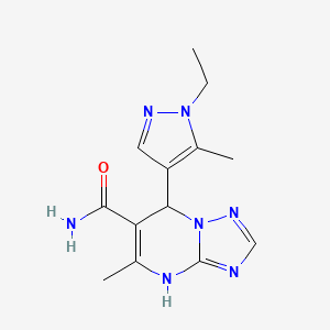 molecular formula C13H17N7O B5996038 7-(1-ethyl-5-methyl-1H-pyrazol-4-yl)-5-methyl-4,7-dihydro[1,2,4]triazolo[1,5-a]pyrimidine-6-carboxamide 