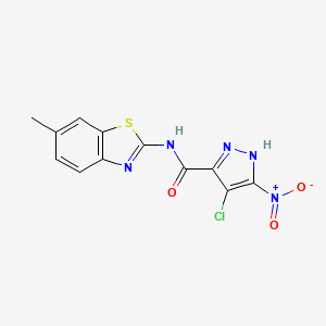 4-chloro-N-(6-methyl-1,3-benzothiazol-2-yl)-5-nitro-1H-pyrazole-3-carboxamide