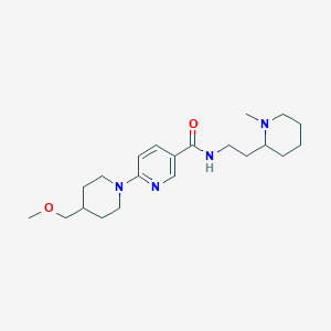 molecular formula C21H34N4O2 B5996097 6-[4-(methoxymethyl)-1-piperidinyl]-N-[2-(1-methyl-2-piperidinyl)ethyl]nicotinamide 