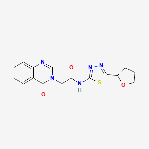 molecular formula C16H15N5O3S B5996179 2-(4-oxoquinazolin-3(4H)-yl)-N-[(2E)-5-(tetrahydrofuran-2-yl)-1,3,4-thiadiazol-2(3H)-ylidene]acetamide 